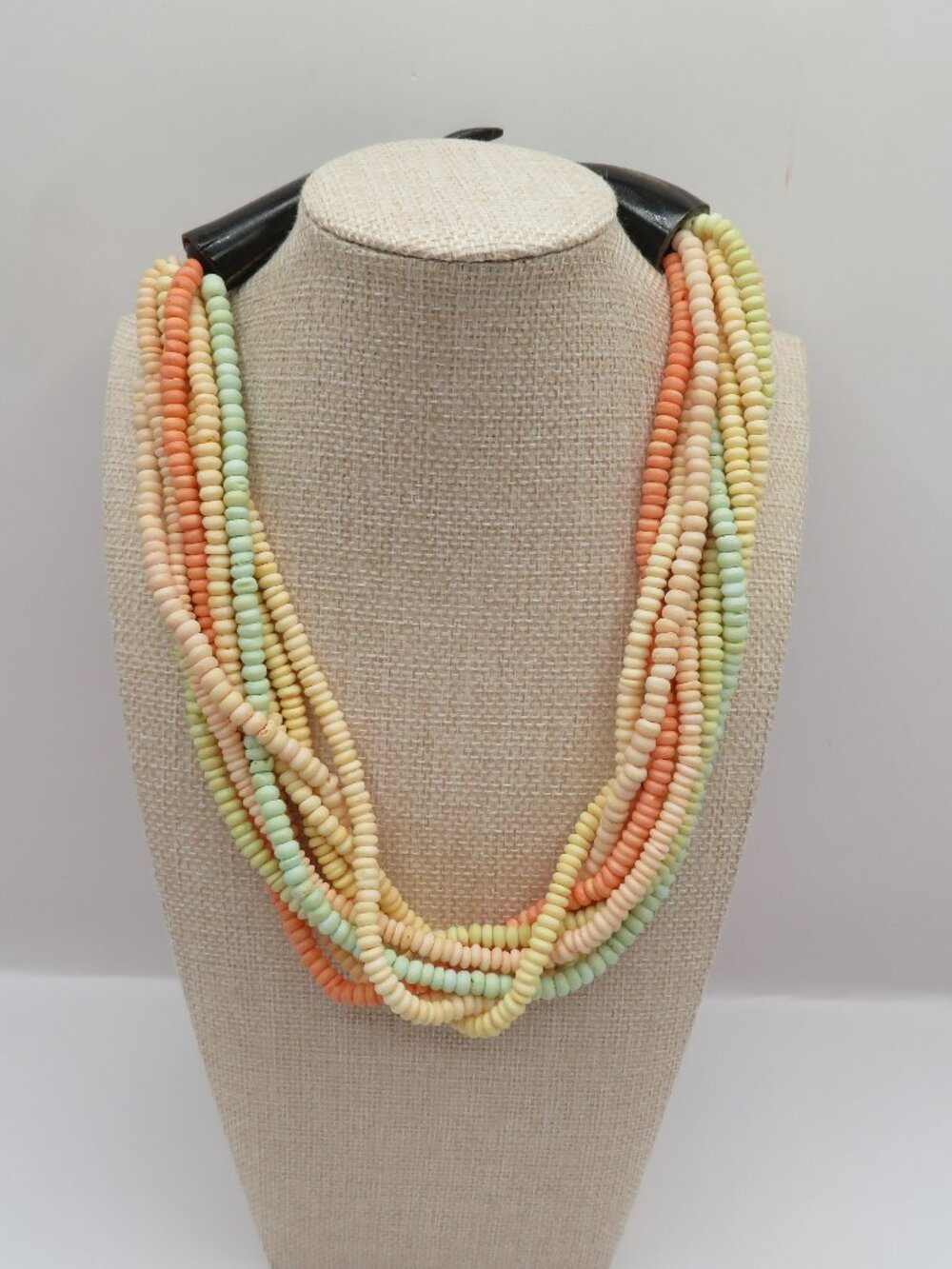Vintage Multi Strand Dyed Bone Necklace